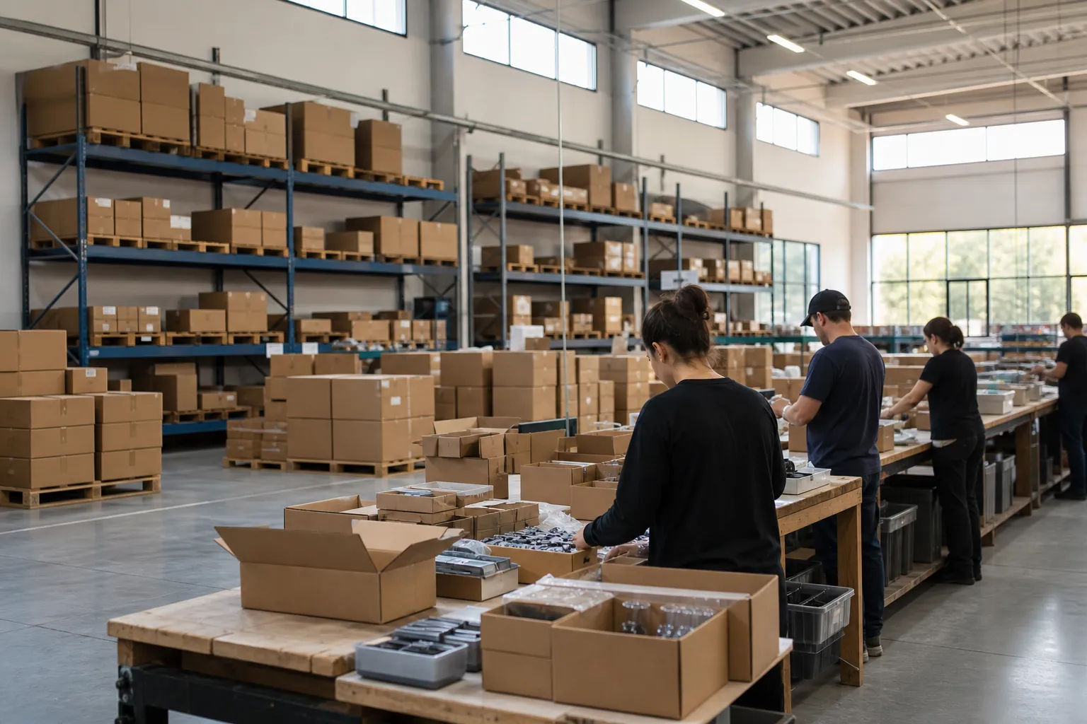 Dual-warehouse production and distribution workflow